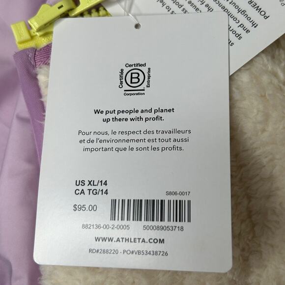 Athleta Girl So Toasty Reversible Sherpa Vest Warm Fuzzy Size XL/14 EUC Purple - Picture 10 of 12